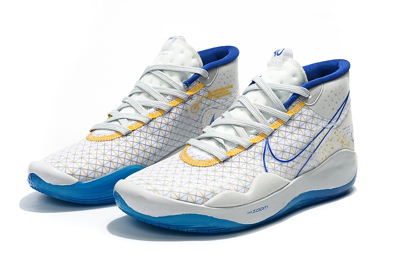 2019 Nike KD 12 White Blue Yellow - Click Image to Close